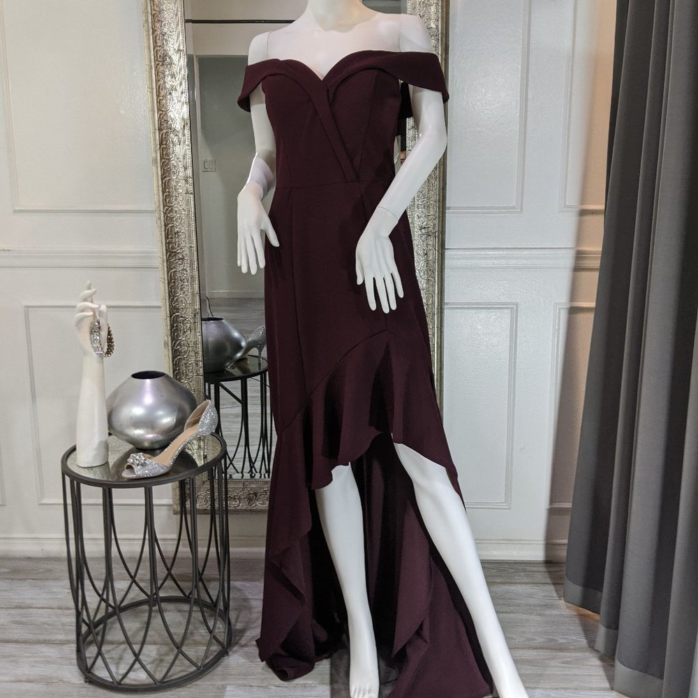 Burgundy Maroon Formal Evening Prom Dress Gown